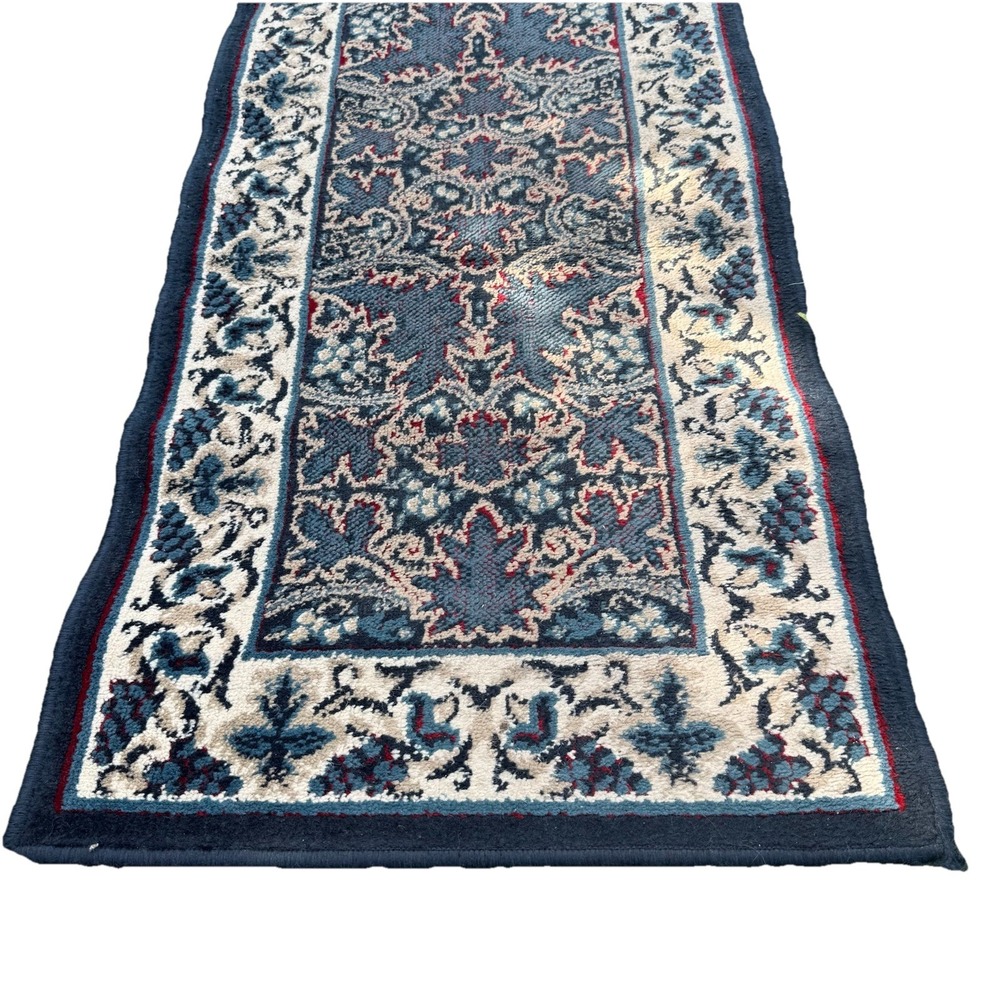 Vintage Turkish Runner Rug L 6'8.5" x W 1'10.5" Navy Blue, Multi-color Design - Picture 4 of 16